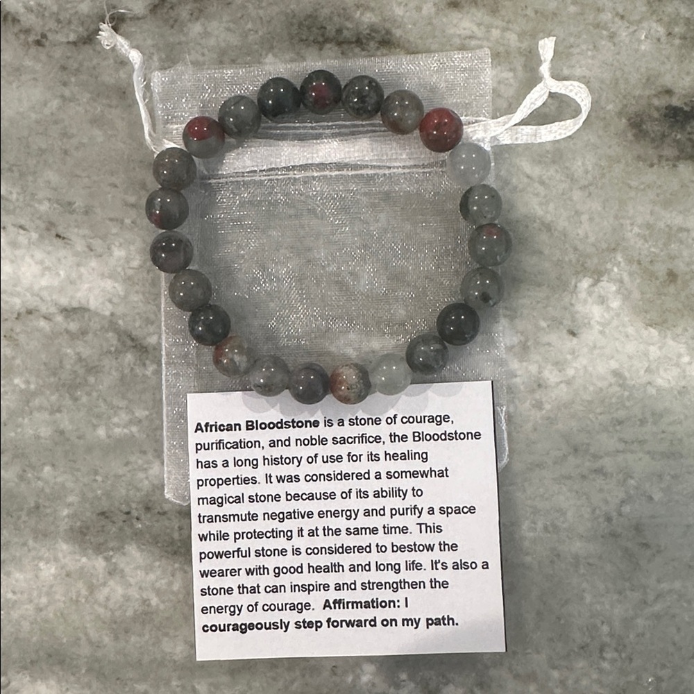 Reiki Infused African Bloodstone Beaded Bracelet